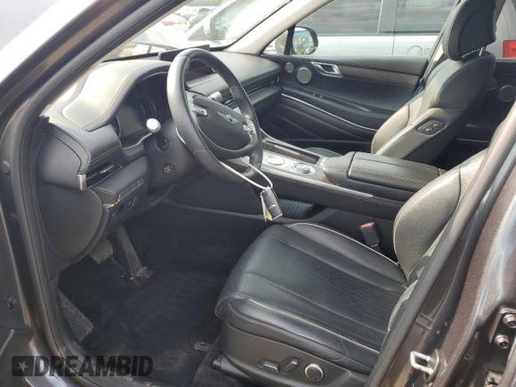 2021 Genesis GV80 with VIN KMUHBDSB1MU040490, listed as a Copart auction lot 58722915 with 49,981 mi miles and Salvage title. Bid and sale history available at DreamBid. Image 7.