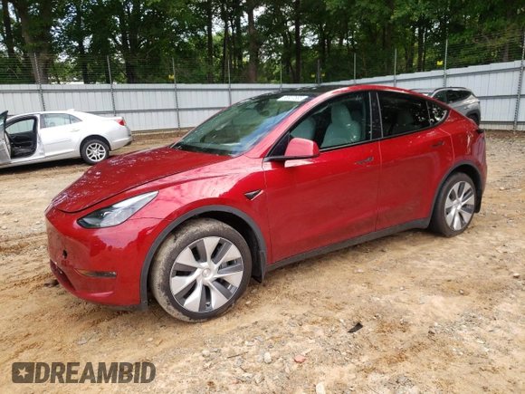 2024 Tesla Model Y Long Range with VIN 7SAYGDEE2RA269884, listed as a Copart auction lot 56937585 with 49,374 mi miles and Salvage title. Bid and sale history available at DreamBid. Image 1.