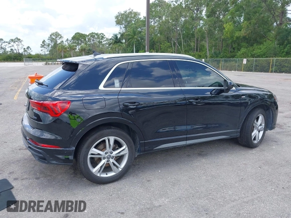2020 Audi Q3 S line Premium Plus with VIN WA1EECF33L1052774, listed as a IAAI auction lot 42199200 with 55,008 mi miles and . Bid and sale history available at DreamBid. Image 4.
