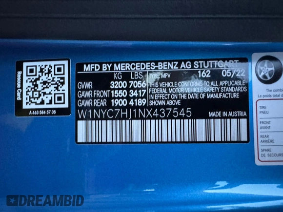 2022 Mercedes-Benz G 63 AMG z VIN W1NYC7HJ1NX437545, wystawiony jako Copart lot #66024305 z przebiegiem 9 650 mil mil oraz Czysty tytuł • Clean title. Historia ofert i sprzedaży dostępna na DreamBid. Obrazek 10.