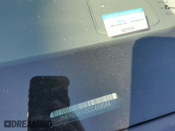 2012 Nissan Frontier SV with VIN 1N6AD0EV2CC459544, listed as a Copart auction lot 75470014 with 101,565 mi miles and Salvage title. Bid and sale history available at DreamBid. Image 12.