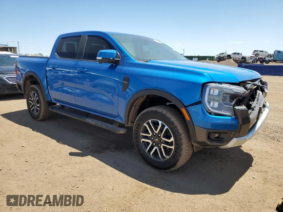 2025 Ford Ranger Lariat with VIN 1FTER4KH9SLE17446, listed as a Copart auction lot 61853775 with 1,810 mi miles and Salvage title. Bid and sale history available at DreamBid. Image 4.