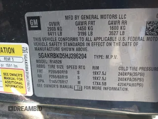 2017 Buick Enclave Leather with VIN 5GAKRBKD5HJ286204, listed as a IAAI auction lot 41328934 with 60,292 mi miles and . Bid and sale history available at DreamBid. Image 9.