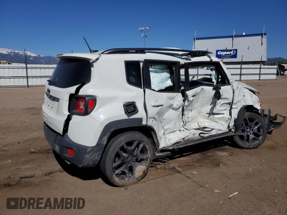 2021 Jeep Renegade 80th Anniversary with VIN ZACNJDBB3MPM38405, listed as a Copart auction lot 57066995 with Not provided miles and Salvage title. Bid and sale history available at DreamBid. Image 3.