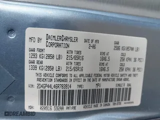 2006 Dodge Grand Caravan SXT with VIN 2D4GP44L46R783914, listed as a IAAI auction lot 41983174 with 109,609 mi miles. Bid and sale history available at carsss.com. Image 9.