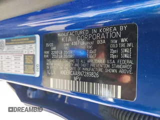 2022 Kia Seltos EX z VIN KNDERCAA8N7289826, wystawiony jako IAAI lot #39743322 z przebiegiem 34 187 mil mil oraz . Historia ofert i sprzedaży dostępna na DreamBid. Obrazek 9.