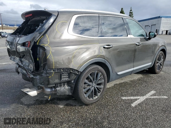2021 Kia Telluride SX with VIN 5XYP54HC7MG191227, listed as a Copart auction lot 48558265 with 71,416 mi miles and Salvage Title. Bid and sale history available at DreamBid. Image 3.
