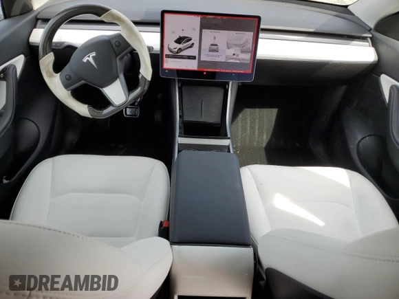 2020 Tesla Model Y Long Range with VIN 5YJYGDEF2LF006357, listed as a Copart auction lot 54888215 with 55,983 mi miles and Salvage Title. Bid and sale history available at DreamBid. Image 8.