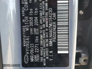 2021 Hyundai Elantra SEL with VIN KMHLN4AG7MU164230, listed as a Copart auction lot 48193615 with 63,797 mi miles and Salvage Title. Bid and sale history available at carsss.com. Image 12.