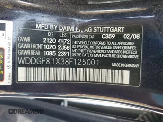 2008 Mercedes-Benz C 300 Sport with VIN WDDGF81X38F125001, listed as a Copart auction lot 65782735 with 212,708 mi miles and Clean title. Bid and sale history available at DreamBid. Image 12.