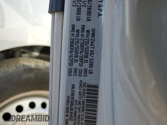 2018 Ram ProMaster City Cargo Tradesman with VIN ZFBERFAB6J6L64150, listed as a Copart auction lot 81081743 with 251,687 mi miles and . Bid and sale history available at DreamBid. Image 13.