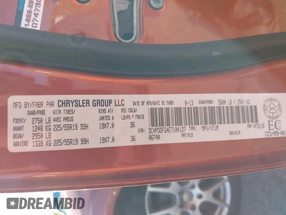 2014 Dodge Journey R/T with VIN 3C4PDDFG4ET104127, listed as a IAAI auction lot 40702930 with 87,058 mi miles and . Bid and sale history available at DreamBid. Image 9.