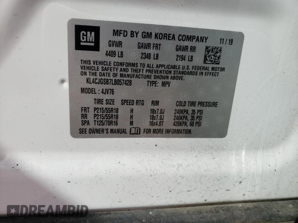 2020 Buick Encore Essence z VIN KL4CJGSB7LB057428, wystawiony jako Copart lot #49545085 z przebiegiem 72 644 mil mil oraz Szkody całkowita. Historia ofert i sprzedaży dostępna na DreamBid. Obrazek 14.
