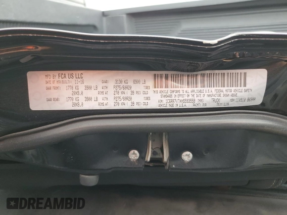 2017 Ram 1500 Laramie with VIN 1C6RR7VTXHS593558, listed as a Copart auction lot 59872005 with 149,080 mi miles and Salvage title. Bid and sale history available at DreamBid. Image 13.
