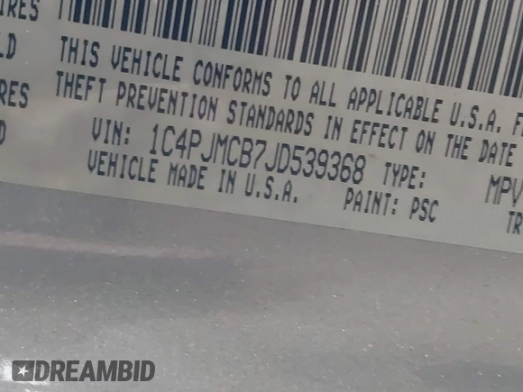 2018 Jeep Cherokee Latitude with VIN 1C4PJMCB7JD539368, listed as a IAAI auction lot 41525131 with Not Provided miles. Bid and sale history available at carsss.com. Image 9.
