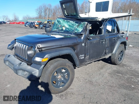 2019 Jeep Wrangler Unlimited Sport S with VIN 1C4HJXDG7KW572294, listed as a IAAI auction lot 41607986 with 61,734 mi miles and . Bid and sale history available at DreamBid. Image 2.
