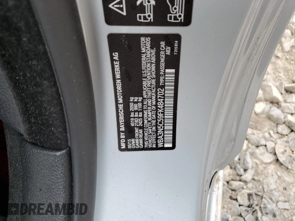 2015 BMW 4 Series 428i xDrive with VIN WBA3N5C59FK484702, listed as a Copart auction lot 61406785 with Not provided miles and Salvage title. Bid and sale history available at DreamBid. Image 13.