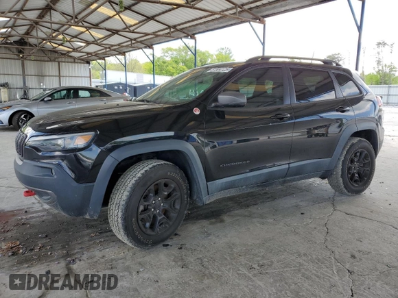 2019 Jeep Cherokee Trailhawk with VIN 1C4PJMBN7KD374676, listed as a Copart auction lot 51504125 with 34,323 mi miles and Salvage Title. Bid and sale history available at DreamBid. Image 1.