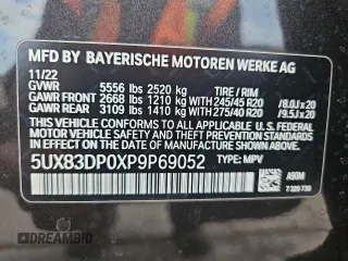 2023 BMW X3 M40i with VIN 5UX83DP0XP9P69052, listed as a Copart auction lot 54243525 with 22,940 mi miles and Salvage Title. Bid and sale history available at DreamBid. Image 16.