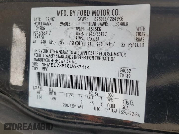 2008 Ford Explorer XLT with VIN 1FMEU73818UA67114, listed as a Copart auction lot 69766924 with 171,484 mi miles and Salvage Title. Bid and sale history available at carsss.com. Image 13.
