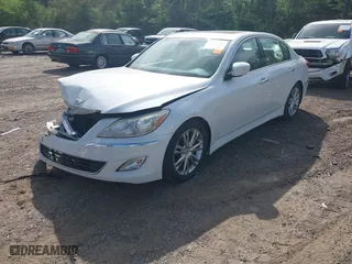 2013 Hyundai Genesis 3.8L with VIN KMHGC4DD2DU233477, listed as a IAAI auction lot 41954347 with 143,879 mi miles. Bid and sale history available at carsss.com. Image 2.