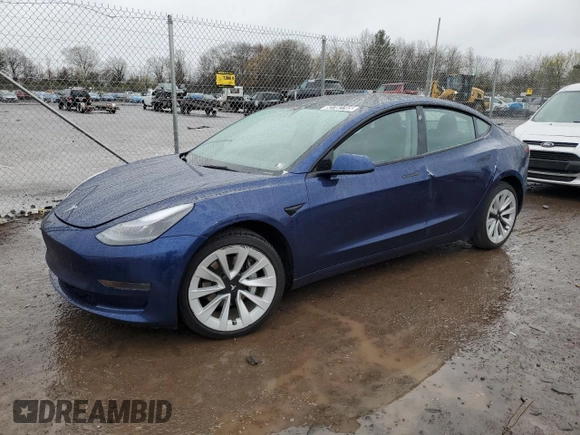 2022 Tesla Model 3 with VIN 5YJ3E1EA5NF368687, listed as a Copart auction lot 52782745 with 119,653 mi miles and Clean Title. Bid and sale history available at carsss.com. Image 1.