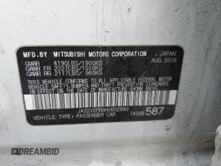 2017 Mitsubishi Lancer ES with VIN JA32V2FW3HU002880, listed as a Copart auction lot 88134085 with 129,954 mi miles and Salvage Title. Bid and sale history available at carsss.com. Image 12.