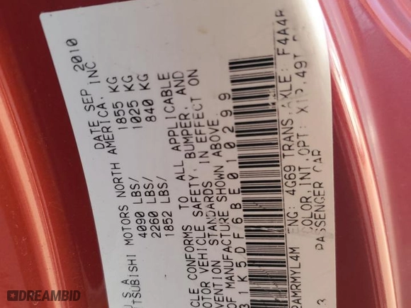 2011 Mitsubishi Eclipse GS with VIN 4A31K5DF6BE010299, listed as a Copart auction lot 74477774 with 210,584 mi miles and Salvage Title. Bid and sale history available at carsss.com. Image 14.