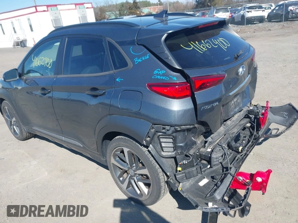 2021 Hyundai Kona Ultimate with VIN KM8K5CA51MU730340, listed as a IAAI auction lot 41662900 with 63,660 mi miles and . Bid and sale history available at carsss.com. Image 3.