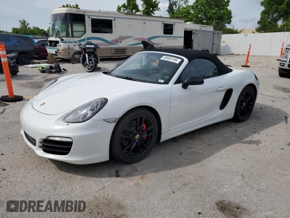 2014 Porsche Boxster S with VIN WP0CB2A85ES140936, listed as a Copart auction lot 60685185 with 64,359 mi miles and Salvage title. Bid and sale history available at DreamBid. Image 1.