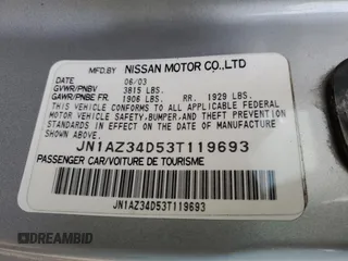 2003 Nissan 350Z with VIN JN1AZ34D53T119693, listed as a Copart auction lot 74850044 with Not Provided miles and Salvage Title. Bid and sale history available at carsss.com. Image 13.