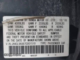 2007 Acura TSX with VIN JH4CL96887C001510, listed as a IAAI auction lot 42131729 with 217,477 mi miles. Bid and sale history available at carsss.com. Image 9.