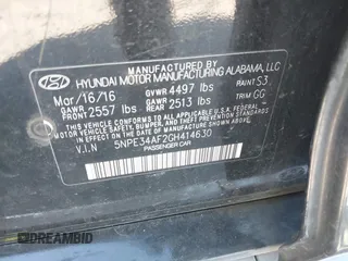 2016 Hyundai Sonata Sport with VIN 5NPE34AF2GH414630, listed as a IAAI auction lot 41653099 with 117,258 mi miles and . Bid and sale history available at DreamBid. Image 9.