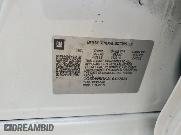 2020 Cadillac CT5 Luxury with VIN 1G6DW5RK3L0122831, listed as a Copart auction lot 55451854 with 37,074 mi miles and Salvage Title. Bid and sale history available at carsss.com. Image 12.