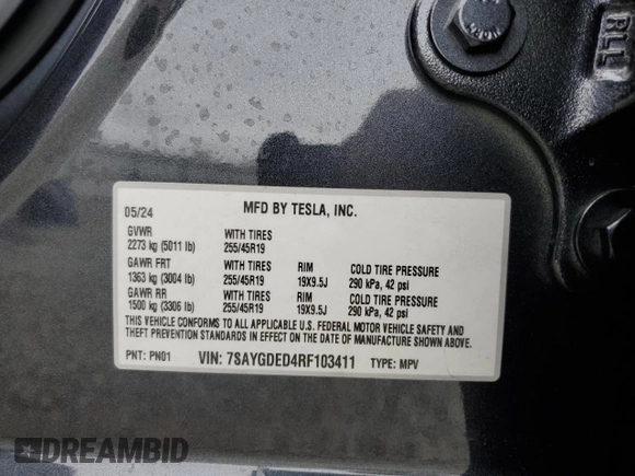 2024 Tesla Model Y z VIN 7SAYGDED4RF103411, wystawiony jako Copart lot #59982815 z przebiegiem 17 601 mil mil oraz Szkoda całkowita • Salvage title. Historia ofert i sprzedaży dostępna na DreamBid. Obrazek 12.