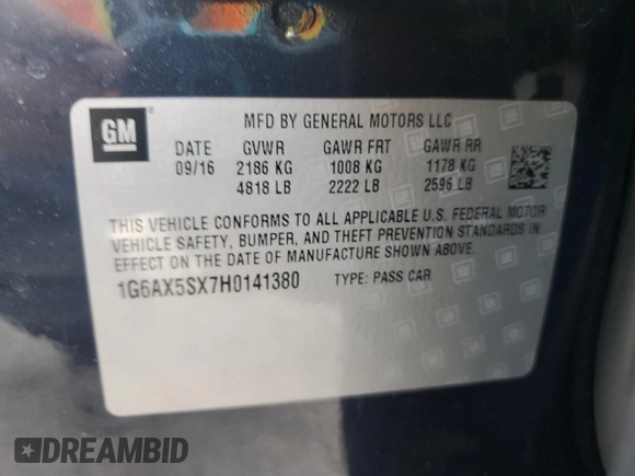 2017 Cadillac CTS Luxury AWD with VIN 1G6AX5SX7H0141380, listed as a Copart auction lot 58999135 with 91,003 mi miles and Salvage title. Bid and sale history available at DreamBid. Image 12.