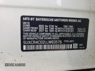 2020 BMW X5 sDrive40i with VIN 5UXCR4C02LLW63576, listed as a Copart auction lot 71912802 with 27,686 mi miles. Bid and sale history available at carsss.com. Image 14.