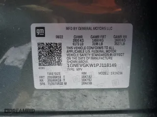 2023 Chevrolet Traverse LT Cloth with VIN 1GNEVGKW1PJ118149, listed as a Copart auction lot 45736415 with 25,549 mi miles and Salvage Title. Bid and sale history available at carsss.com. Image 14.