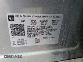 2024 GMC Terrain SLT с VIN 3GKALVEG1RL362583, выставлен на аукционе Copart как лот 55994745 с пробегом 27 120 миль миль и Списание • Salvage title. История ставок и продаж доступна на DreamBid. Изображение 13.