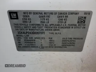 2016 GMC Terrain SLT z VIN 2GKALPEK3G6357323, wystawiony jako Copart lot #55359785 z przebiegiem 148 764 mil mil oraz Szkoda całkowita • Salvage title. Historia ofert i sprzedaży dostępna na DreamBid. Obrazek 13.