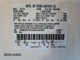 2025 Ford Explorer ST-Line with VIN 1FMUK7KH3SGA50405, listed as a Copart auction lot 49853135 with 6,287 mi miles and Salvage title. Bid and sale history available at DreamBid. Image 13.
