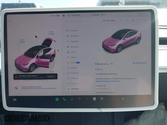 2024 Tesla Model Y with VIN 7SAYGDED2RF017448, listed as a IAAI auction lot 41597056 with 9,702 mi miles and . Bid and sale history available at DreamBid. Image 18.