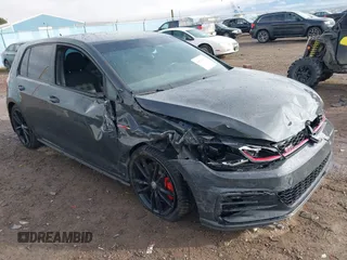 2019 Volkswagen Golf GTI S with VIN 3VW6T7AU1KM006849, listed as a IAAI auction lot 40858253 with 57,624 mi miles. Bid and sale history available at carsss.com. Image 1.