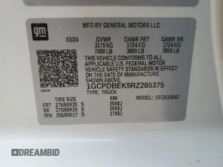 2024 Chevrolet Silverado 1500 Custom with VIN 1GCPDBEK5RZ285375, listed as a Copart auction lot 50422105 with 27,002 mi miles and Salvage Title. Bid and sale history available at DreamBid. Image 14.