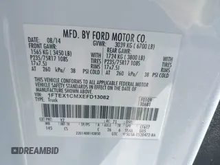 2014 Ford F-150 XL with VIN 1FTEX1CMXEFD13082, listed as a IAAI auction lot 40035539 with 204,751 mi miles and . Bid and sale history available at DreamBid. Image 9.