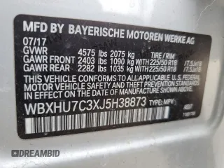 2018 BMW X1 sDrive28i with VIN WBXHU7C3XJ5H38873, listed as a Copart auction lot 49822205 with 46,847 mi miles and Salvage Title. Bid and sale history available at carsss.com. Image 13.