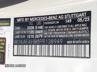 2023 Mercedes-Benz C 300 с VIN W1KAF4HB3PR138949, выставлен на аукционе IAAI как лот 42066845 с пробегом 33 433 миль миль и . История ставок и продаж доступна на DreamBid. Изображение 9.