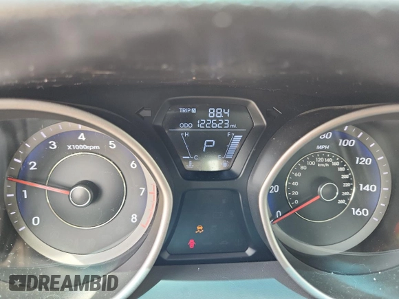 2012 Hyundai Elantra Limited with VIN KMHDH4AE7CU448322, listed as a Copart auction lot 62540055 with 122,623 mi miles and Salvage title. Bid and sale history available at DreamBid. Image 9.