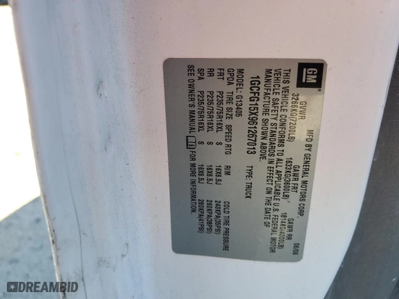 2006 Chevrolet Express Cargo Van with VIN 1GCFG15X961267013, listed as a Copart auction lot 83438084 with 0 mi miles and Salvage Title. Bid and sale history available at carsss.com. Image 13.