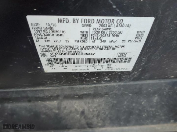2017 Ford Explorer XLT with VIN 1FM5K8D86HGB05347, listed as a Copart auction lot 44648915 with 134,494 mi miles and Salvage Title. Bid and sale history available at carsss.com. Image 14.